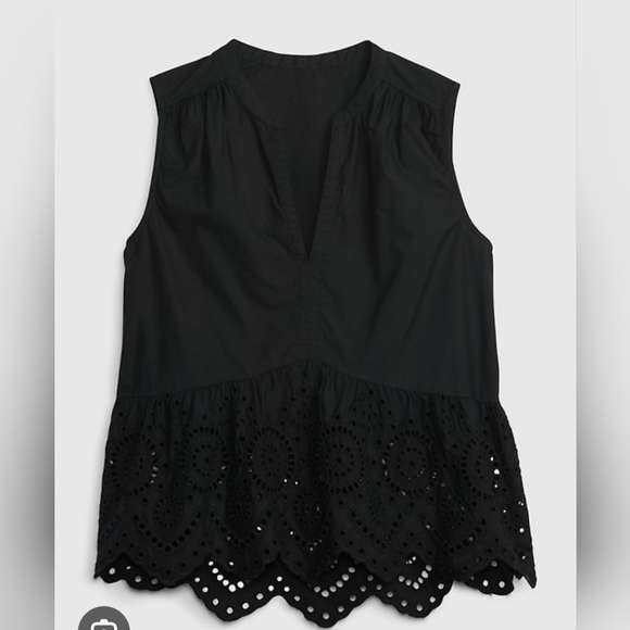 Gap Peplum Eyelet Top Blouse Sleeveless Size M - Picture 1 of 8